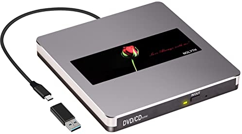 NOLYTH External CD Drive, USB DVD Drive for Mac, Portable DVD Player for Laptop CD Burner Reader Writer Optical Disc Drive for PC Windows MacBook