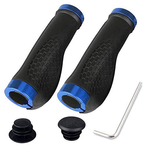 Kaxich 1 Paar Fahrrad Lenker Griffe Ergonomisch, rutschfeste Gummi Fahrradgriffe mit Zwei Aluminium Lock, Fahrradlenkergriffe für Fahrrad/Mountainbike/Rennrad/Faltrad