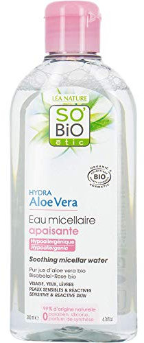 SO'BIO ÉTIC Eau Micellaire Apaisante Hypoallergénique Peaux Sensibles/Réactives Hydra Aloe Vera 200 ml