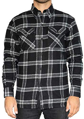 Brubaker Giacca da Moto - Camicia Protettiva con Fodera in aramide e Tasche protettive - Look da Boscaiolo - L