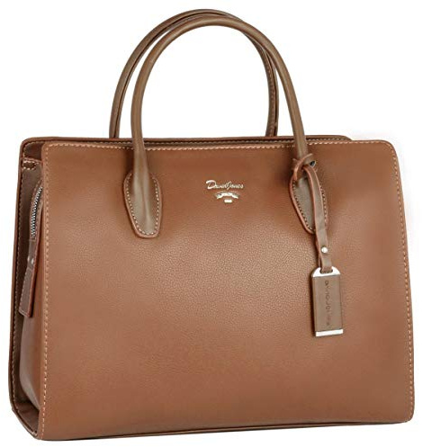 David Jones - Damen Große Handtasche Henkeltasche - Tote Shopper PU Leder - Schultertasche Viele Fächer Multi Pocket - Zip Umhängetasche - Frau Elegante City Tasche - Mode Arbeit Büro - Kamel Braun