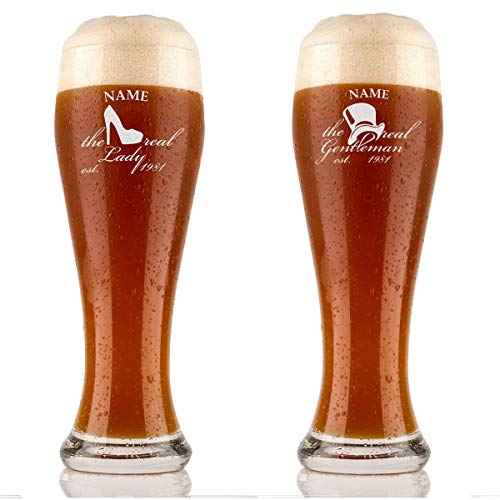 polar-effekt Pasabahce Lot de 2 verres à bière de blé 0,5 l avec gravure personnalisable – Idée cadeau inoubliable pour les couples