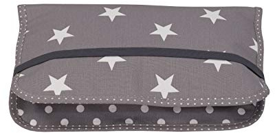 ULLENBOOM ® Windeltasche für unterwegs Graue Sterne (Made in EU) - Wickeltasche für bis zu 3 Windeln, Feuchttücher & weiteres Zubehör, Windeletui mit Reißverschluss & Gummiband, klein & lässig
