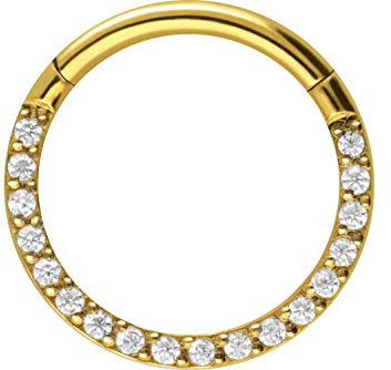 PIERCINGLINE Titan Segmentring Clicker | KRISTALLE | Piercing Nase Septum Ohr Tragus Helix | Farb & Größenauswahl