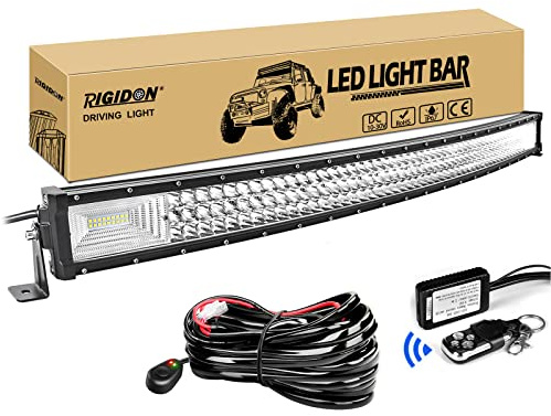 RIGIDON gebogene led lichtleiste kfz 12v kabelbaum kit, 42 zoll 105cm 540W | 6000K weiß, wasserdichte, curved led lightbar, offroad beleuchtung, für LKW ATV 4x4 auto Pickup fahrzeuge lastwagen wohnwagen