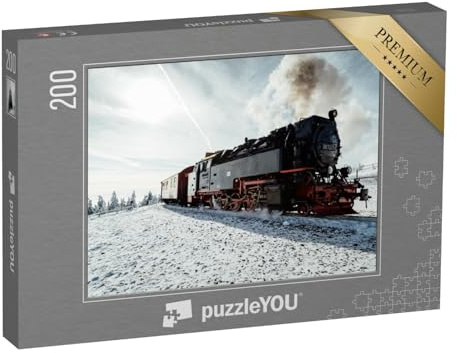 puzzleYOU: Puzzle 200 Teile „Dampfzug im Winter auf dem Brocken, Harz“ – aus der Puzzle-Kollektion Lokomotive