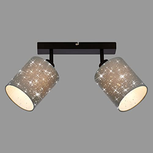 BRILONER Leuchten - Spotleuchte, Deckenspot mit Sterneneffekt, Deckenleuchte, Spotköpfe dreh- und schwenkbar, 2x E27. je max. 25 Watt, Grau-Schwarz, 285x130x155mm (max.259mm) (LxBxH)