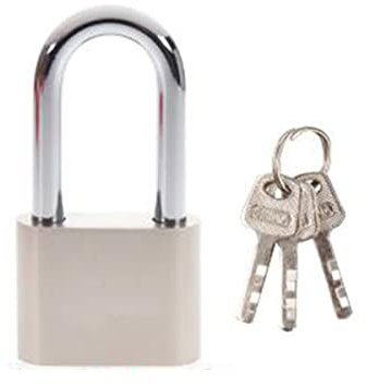 Candado largo, acero inoxidable, candado antirrobo con llaves (70 mm, arco 64 x 37 mm, peso: 480 g)