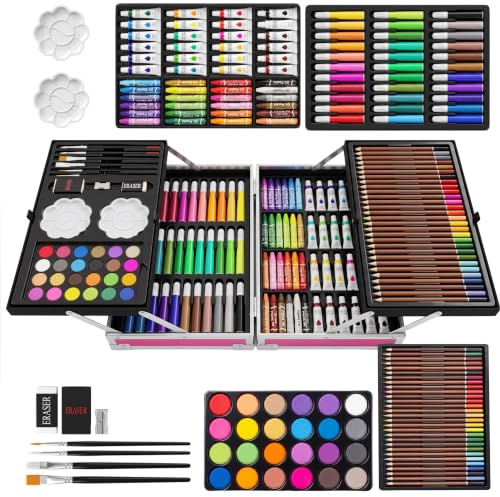 Vivo Technologies 145 Piece Deluxe Art Set Art Pencil Painting & Drawing Set Aluminium Art Case for Beginners Premium Christmas,Birthday, New Year Gift for Artists, Adults, Children, Kids