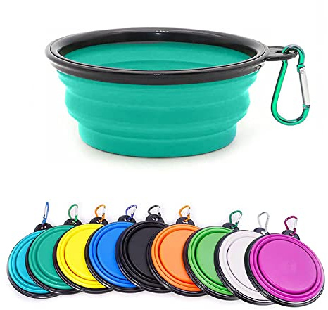 Gamelle pliable pour chien - Gamelle d'eau pliable pour chats et chiens - Gamelle d'arrosage portable avec mousqueton - Taille M (650 ml) - Vert clair