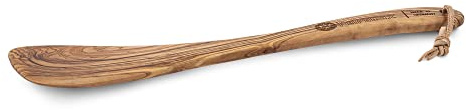 Petromax Pfannenwender Olivenholz - Handgefertigt in Deutschland, 30 cm | Holzspatel aus nachhaltigem Olivenholz, lebensmittelecht, mit Lederriemen – ideal für Pfanne & Dutch Oven