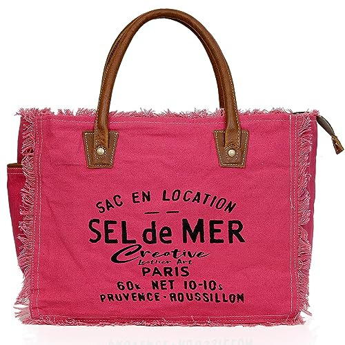 CLA Bags Sel De Mer Upcycled Canvas Hand Bag Upcycled Canvas & Cowhide Tote Bag Radiant Upcycled Canvas & Cowhide Leather Bag