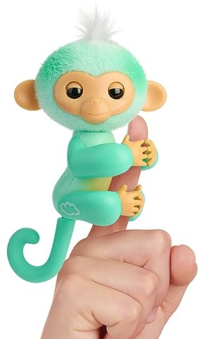 Fingerlings Nuevo Mono bebé Interactivo 2023 reacciona al Tacto - Más de 70 Sonidos y reacciones - AVA (Verde Azulado)