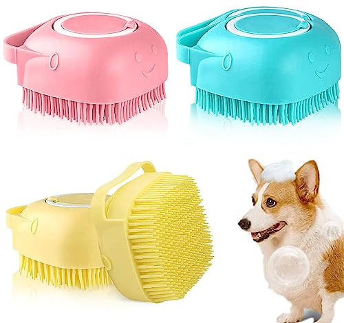 Udbrud Badebürste für Hunde, 4 Stück Silikonbürste für Haustiere mit Duschgelspender für Haustiere für Hunde und Katzen