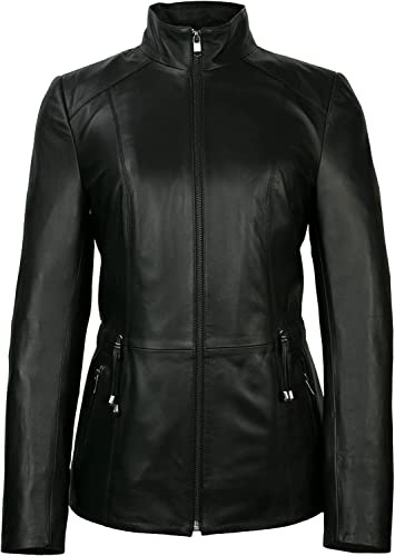 Zerimar Chaqueta Mujer Invierno Cuero | Cazadora de Piel Casual | Chaqueta Mujer | Cazadora para Mujer Piel | Chaqueta Cuero | Negro | Talla XS