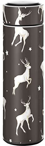 KAAVIYO Hirsch Schwarze Kunst Wasserflasche Edelstahl Trinkflasche Thermoflasche Thermoskanne Auslaufsichere Flasche