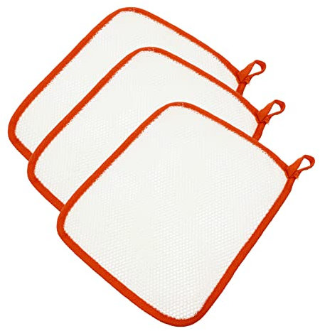 PLAFOPE 5pcs Orange Nylon Double-layer Exfoliating Wash Cloths for Face and Body Scrub, Bath Towels Suitable for Daily Shower and Deep Cleaning