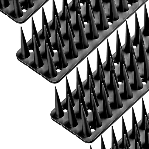 Konzept 11 Taubenabwehr Spikes – UV-beständiger Kunststoff, 3-reihig Vogelschutz ideal für Balkon und Fensterbank, schnelle Montage 6 Meter (12Stück x 50cm, 3cm Hoch) in Schwarz