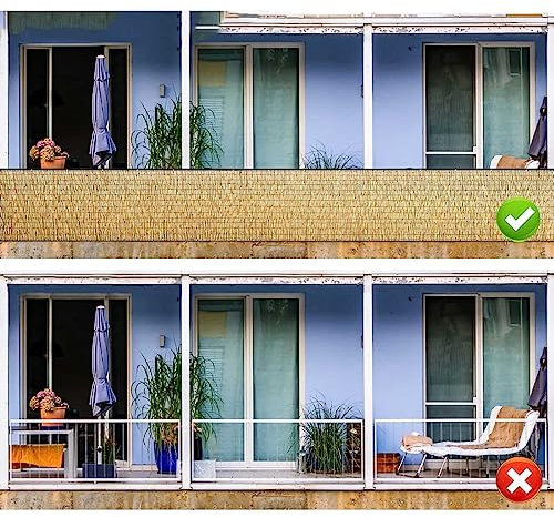 MZQMK 4×33FT Balkon-Sichtschutz aus Schilfrohr, Schilfzaunrollen for den Garten, natürlicher Schilfzaun for Terrassen-Sichtschutz