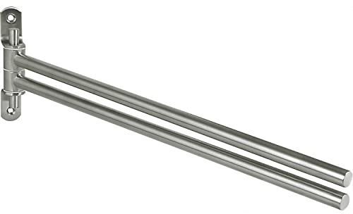 TECHNIK TEAM Handtuchhalter 2 armig schwenkbar Bulon - Handtuch Halter für die Wand - Handtuchhalterung, Edelstahl gebürstet