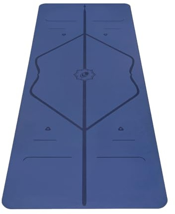 Liforme Original Yoga Mat – Free Yoga Bag, Patented Alignment System, Warrior-like Grip, Non-slip, Eco-friendly and Biodegradable, sweat-resistant, long, wide, 4.2mm thick mat for comfort (Dusk Blue)