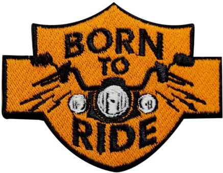 Biker Patch, Born to Ride Patch, Racing Patch Embroidered Iron on Sew on Patch Badge for Clothes etc 8x6cm