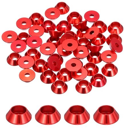 QUARKZMAN Rondelle Tazza Coniche M3, Guarnizioni Alluminio Anodizzato Guarnizione Rondella Testa Tazza Vite Rc/Fpv/Pc/Drone/Accessori Meccanici Parti Modello, Pz50 (Rosso Scuro)