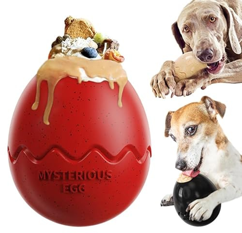MoguGo Futterball für Hunde, Hundespielzeug, snackball Hund aus Gummi Ungiftig Bissfest, Interaktive Futterball Hund Verbessert die Verdauung (Rot)