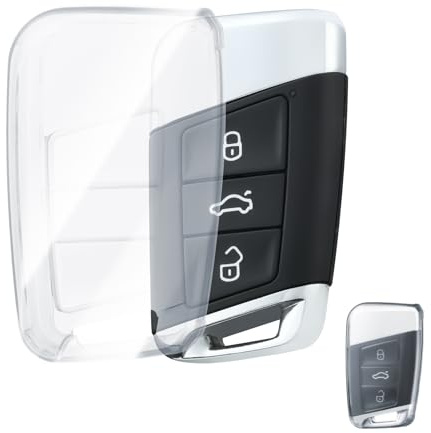 OFFCURVE Schlüsselhülle Transparent für VW Passat B8 T-ROC Tiguan Skoda | TPU Autoschlüssel hülle für VW Passat B8 Jetta Polo Tiguan T-ROC MK2 Scirocco Skoda Superb Kodiaq Seat