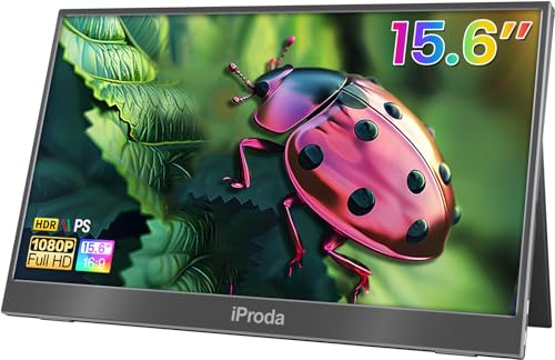 Portable Monitor, 15.6 Zoll Mobiler Monitor, FHD 1080P Tragbarer Monitor mit Lautsprecher, Portabler PC Monitor Laptop Bildschirm Erweiterung USB C Zweiter Bildschirm für Laptop Gaming Switch/Xbox