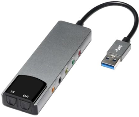 Niniang - Tarjeta de sonido para ordenador portátil, tarjeta de sonido externa USB 5.1, convertidor de audio multifunción para ordenador portátil, tarjeta de sonido de aluminio