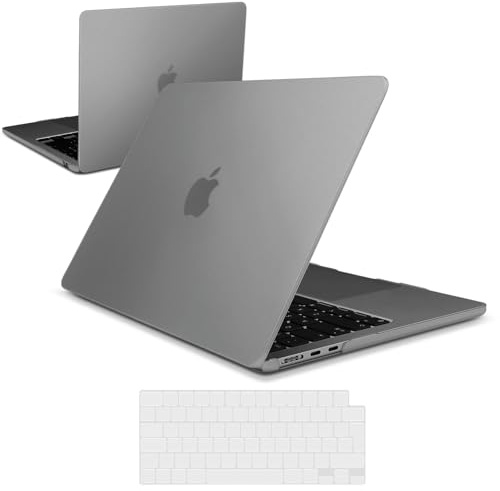 iNeseon Hülle Kompatibel mit 2022 2024 2025 MacBook Air 13,6 M4 M3 M2 A3240 A3113 A2681, Kunststoff Slim Schutzhülle Hartschale Case + Tastaturschutz für MacBook Air 13.6, Matt Grau