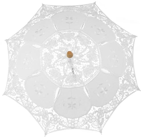VALICLUD 2stücke Elegante Hochzeitsblumen-regenschirm Mit Besticktem Spitzenrand Tragbar Und Leicht Für Braut Und Fotoshootings