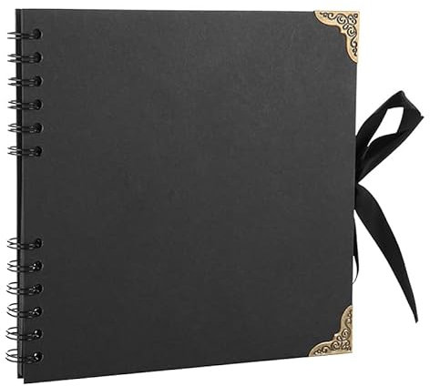 SHUBEIEUMI Album Fotografico, Scrapbook Album Foto Pagine Nere 30 Fogli, Fai da Te Album con Copertina Rigida in Carta Kraft Album Fotografici, per Anniversario di Matrimonio, Compleanno