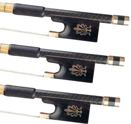 für Anfänger Geigenbogen 3 Pack 4/4 Größe Carbon Faser Violine Bögen Ebenholz Frosch Gold Für 4/4 Violine Mit Rosshaar Violine Zubehör Schwarz