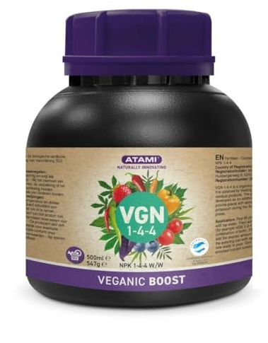 Atami VGN 1-4-4 500 ml - Engrais végétalien, organique et écologique pour la phase de floraison - Favorise une production luxuriante et vigoureuse de fleurs et de fruits.