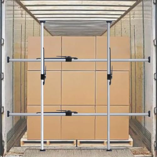 Verstellbare Anti-Rutsch-Stange, Aluminium-Ladestange mit Ratschen-Ladungssicherung 1 2 3 4-teilig, verstellbare Ladungsstabilisatorstange aus leichtem Rundrohr mit Anti-Rutsch-Matten, Spann