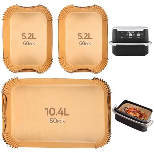 170Pz Carta Forno per Friggitrice ad Aria Senza BPA, Teglia per Friggitrice ad Aria Antiaderente Impermeabile Monouso Accessori Friggitrice ad Aria per 5-16L Friggitrice Aria Forno Padelle Microonde