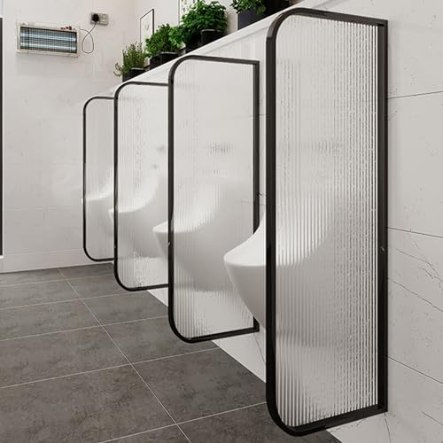 Urinaltrennwand, Urinal-Trennwand, Wandmontage, Urinal-Sichtschutz, Toilettentrennwand, 120 x 40 cm, Edelstahlrahmen und Raumteiler aus gehärtetem Glas (Farbe: A, Größe: 120 x 40 cm x 1 Stück)