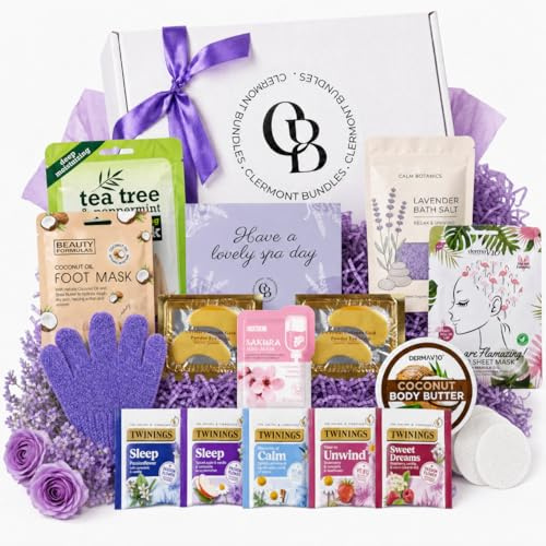 Coffret cadeau Pamper pour femme – Cadeaux de relaxation pour femme, panier à soins personnels, comprend 18 articles, masque facial, pack de pieds, sac à main, masque pour les cheveux, kit pour les
