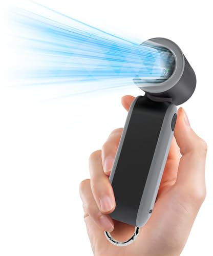 MERTTURM Turbo Mini Ventilator 17400U/MIN, Handventilator Akku Aufladbar Klein & Leistungsstark mit LED-Display, 5 Stufen, Bis zu 8h Laufzeit, Kühlventilator für Camping, Reisen, Strand-Schwarz Grau