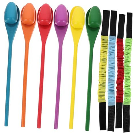 Milisten Egg and Spoon Relay Race Game Sensory Toys for Toddlers Wooden Spoon Ball Holder Toy Family Activity Lawn Games