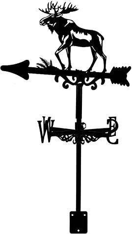 Banderuole, banderuola segnavento in Ferro battuto Esterni, a Forma Alce dalle Lunghe Corna, in Metallo, retrò, Patio, Cortile, Decorazione, banderuola segnavento