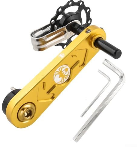 Adaptador de guía de cadena de bicicleta, tensor de cadena de una sola velocidad Diseño hueco Aleación de aluminio Material anodizado para MTB (dorado)