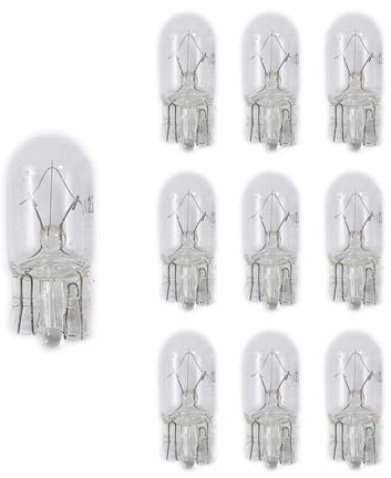 Flaconi 10PCS Lampadine Zoccolo Vetro Auto,12 V 5 W Lampadine Luci Targa e Posizione,Micro standard La lampadina alogena T10,Adecuado para luces de Freno,Carreras diurnas,Trasera,Estacionamiento