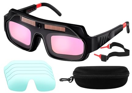 Lunettes de soudage, lunettes de soudeur à gradation automatique, écran facial ventilé, réglable, résistant aux UV, pour travaux de construction, meulage, réparation automobile, fabrication, 17,8 x