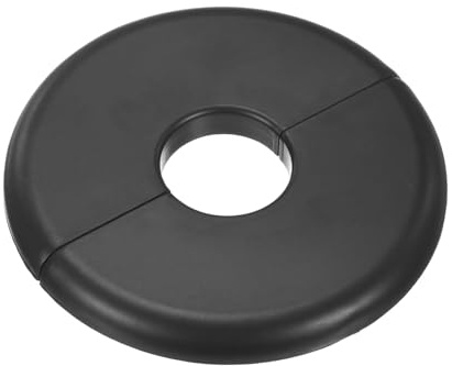 M METERXITY 1-Pack Wall Split Flange, ABS Round Self-Adhesive Escutcheon Plate Cover Buckle for 22mm/0.87in Dia Pipe Accessories/Floor/Ceiling, Plumbing Cover Plates [Black,6mm/0.24in H]