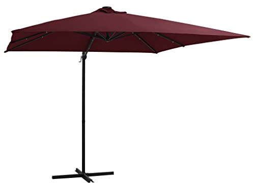 AJJHUUKI Ampelschirm Gartenschirm mit LED Beleuchtung Bordeaux Rot 250x250cm