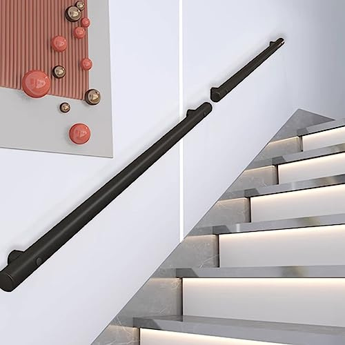Kit scala in acciaio inox, 350 cm, resistente, in metallo nero, per interni ed esterni, regolabile da 30 a 600 cm, moderna ringhiera di sicurezza per scale