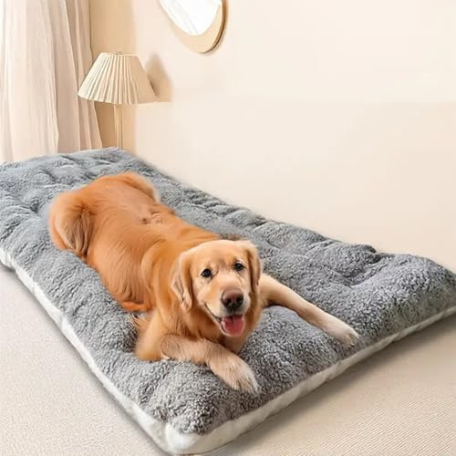 Wlian Dog Crate Bed Extra Large - Washable Calming Dog Mattress with Anti-Slip Bottom, Comfortable Pet Pillow Cushion for Large Dogs, Grey, 90x45x5cm